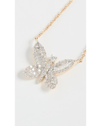 STONE AND STRAND Jumbo Baguette Pave Butterfly Necklace - Multicolour