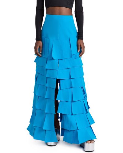 A.W.A.K.E. MODE A. W.a. K.e. Mode Multi Rectangle Double-layered Skirt - Blue
