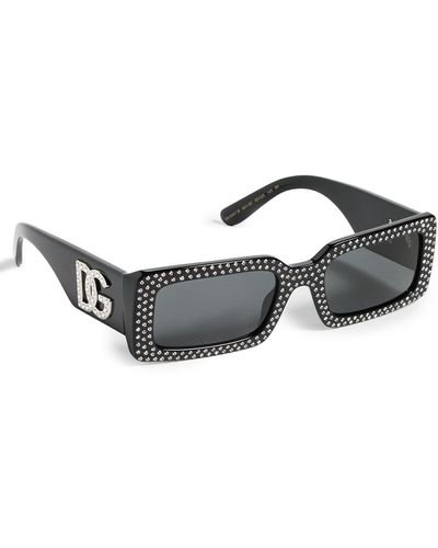 Dolce & Gabbana Narrow Rectangular Sunglasses - Black