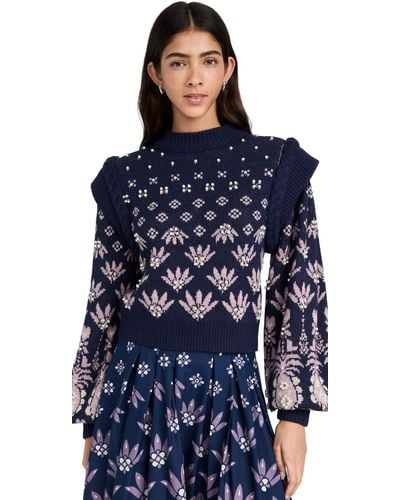 FARM Rio Ainika Martina Knit Sweater - Blue