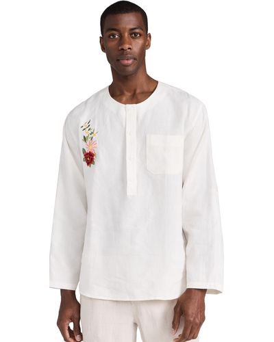 FANM MON Levent Embroidered Linen Shirt - White