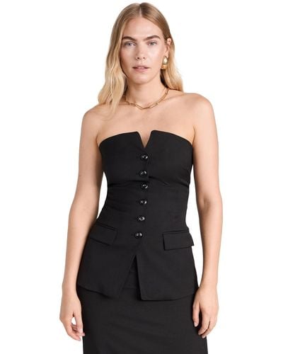 Pixie Market Button Strapless Top - Black