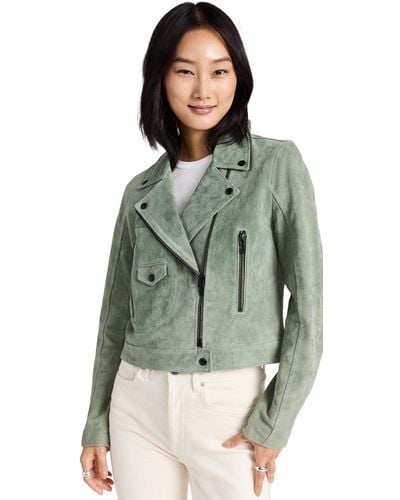 Blank NYC Real Suede Moto Jacket - Green