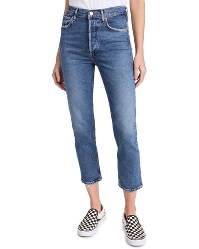 Agolde Riley High Rise Straight Crop Jeans - Blue