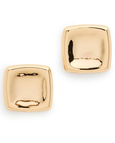 By Adina Eden Solid Large Indented Square Stud Earrings - Natural