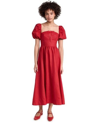 Reformation Marella Linen Dress - Red