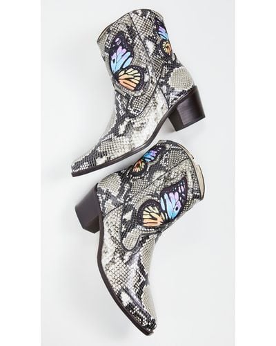 Sophia Webster Snake Print & Rainbow Multicoloured Shelby 50 Snake Print Leather Cowboy Boots