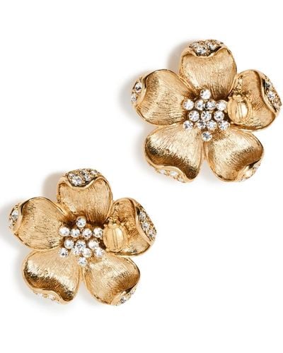 Oscar de la Renta Ladybug Flower Earrings - White