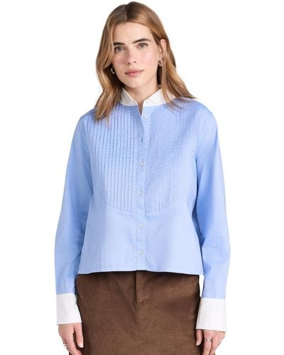 The Great The Pleated Tux Top - Blue