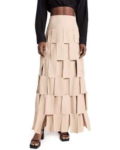 A.W.A.K.E. MODE A. W.a. K.e. Mode Maxi Multi Rectangle Double-layered Skirt - Natural