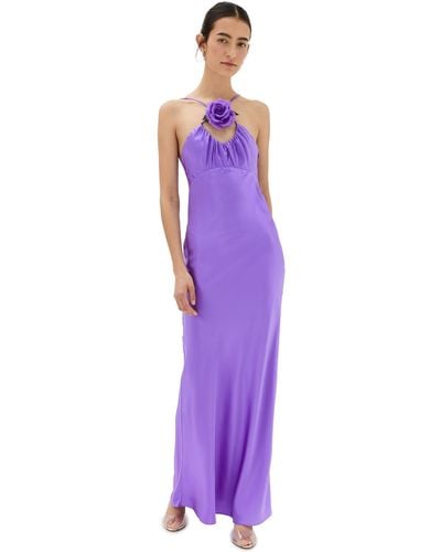 Rodarte Silk Satin Bias Dress - Purple