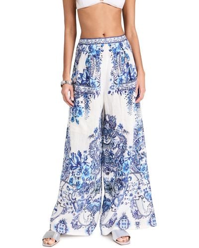 Camilla Wide Leg Trouer With Front Pocket - Blue