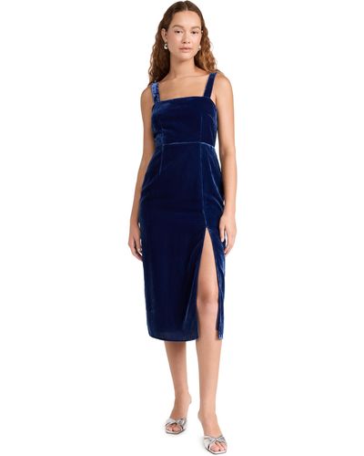 Kitri Mara Velvet Midi Dress - Blue
