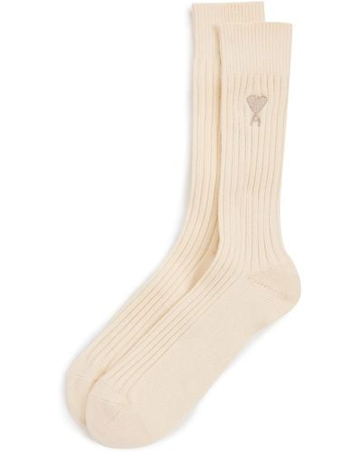 Ami Paris Adc Plain Socks - White