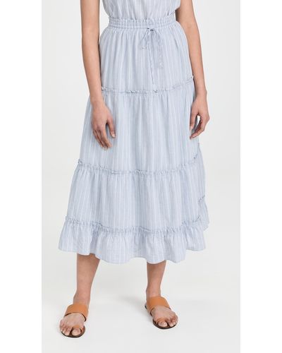 Madewell Striped Pull-on Ruffle Tiered Maxi Skirt - Blue