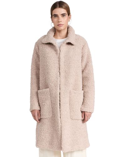 James Perse Sherpa Boucle Funnel Neck Coat - Natural