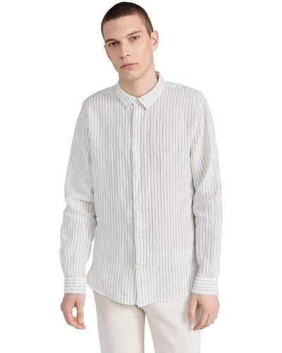 Vince Bayside Stripe Ong Seeve Shirt - White