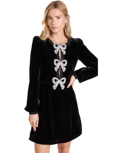 Saloni Camille Bows Mini Dress - Black