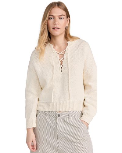 The Great The Lace Up Pullover - Natural