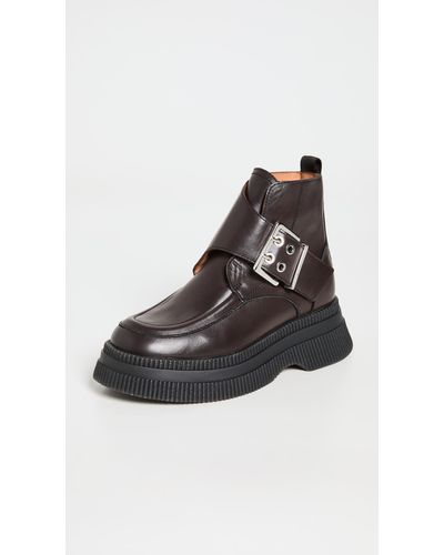 Ganni Creepers Monk Strap Boots - Black