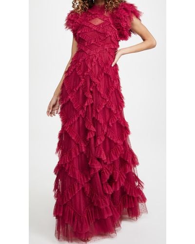 Needle & Thread Genevieve Ruffle Gown - Red