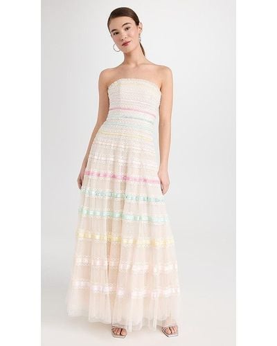Needle & Thread Rainbow Strapless Gown - Natural