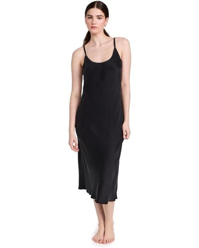 Lunya Washable Silk Bias Slip Dress - Black