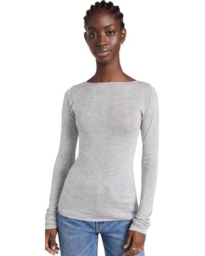 DL1961 D1961 Ong Eeve Boat Neck Tee Ight Grey (knit) - Black