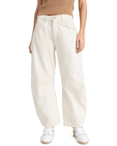 Free People We The Free Good Luck Mid-rise Barrel Jeans - Natural