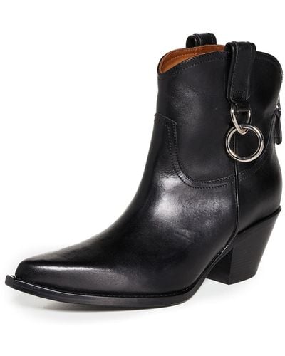 R13 Cowboy Ankle Boots With Ring - Black