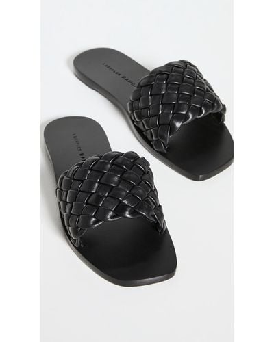 Loeffler Randall Woven Leather Plank Sandals - Black