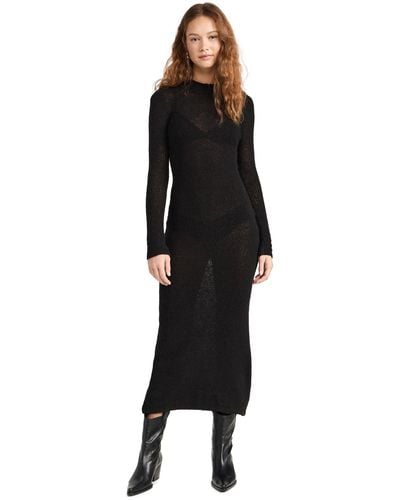 LNA Na Tye Semi Sheer Sweater Dress Back - Black
