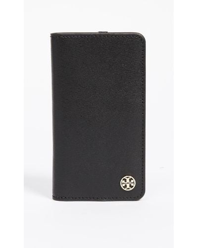 Tory Burch Parker Leather Folio Iphone 7 Case - Black