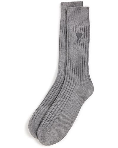 Ami Paris Adc Plain Socks - Gray