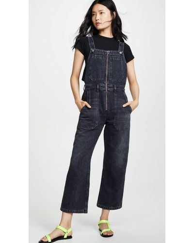 Citizens of Humanity Cher Zip Front Dungaree Overalls - Blue