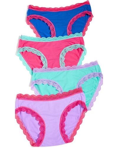 Stripe & Stare Knicker Four Pack - Bright Contrast Ulti - Pink