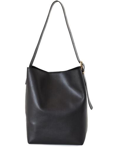 Madewell The Essential Bucket Tote In Leather - Black