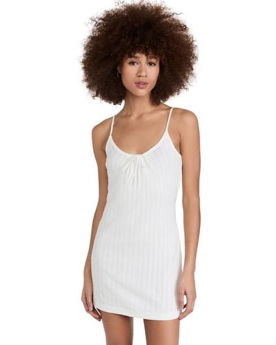 Leset Pointelle Tie Front Dress - White