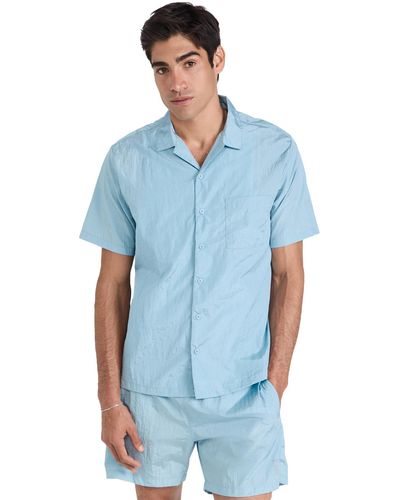 Onia Crinkle Nylon Camp Shirt - Blue