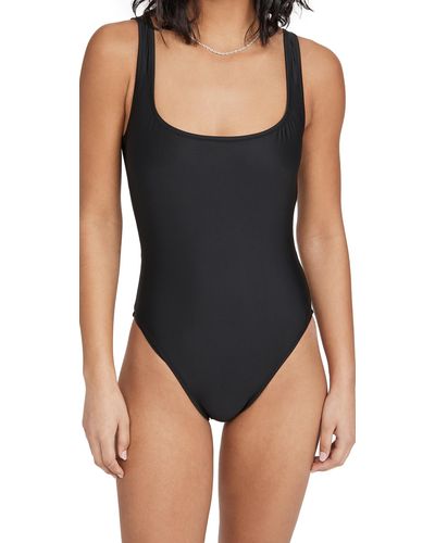 Madewell Madewe Second Wave Square-neck Tank One-piece Swimsuit True Back - Black