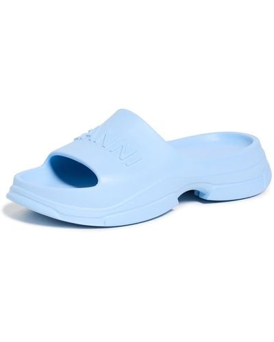 Ganni Lightweight Pool Slides - Blue