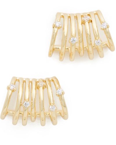 By Adina Eden Cz Multi Row Cage Stud Earrings - White