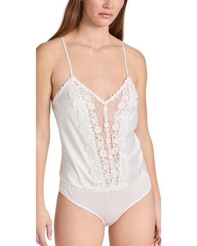 Flora Nikrooz Howtopper Charmeue Lace Teddy - White