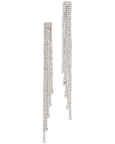 Kenneth Jay Lane Silver Crystal 5 Short To Long Strand Earrings - White