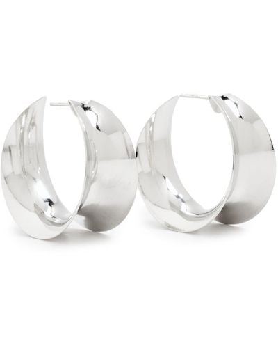 By Adina Eden Solid Curved-in Open Hoop Earrings - White