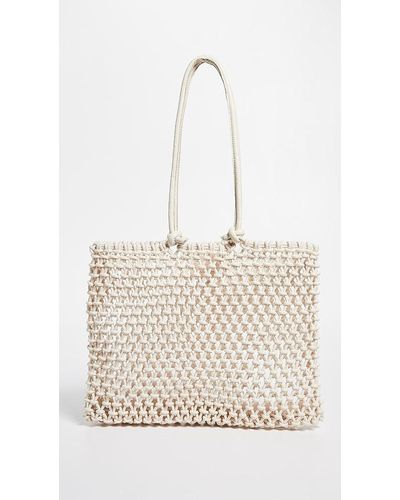 Clare V. Pot De Miel Leather-trimmed Woven Abaca Straw Tote in Natural