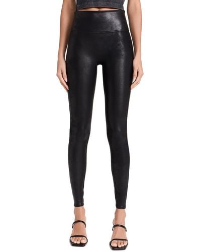 Spanx Faux Leather Quilted Leggings - Black