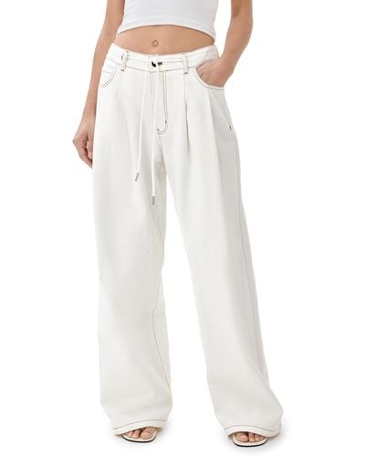 Lioness Ioness Souched Tie Up Jeans Porceain - White