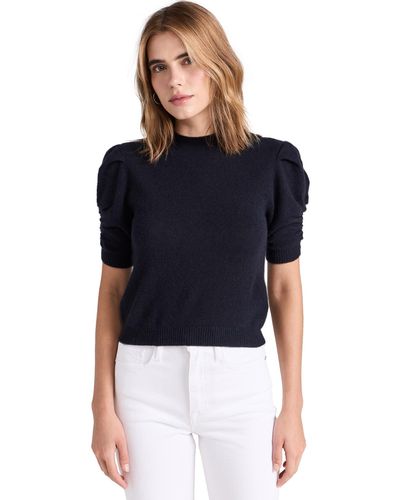 FRAME Ruched Cashmere Seeve Sweater - Blue