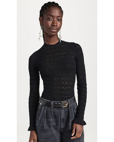 Sea Rue Fine Knit Gauge Knit High Neck Sweater - Black